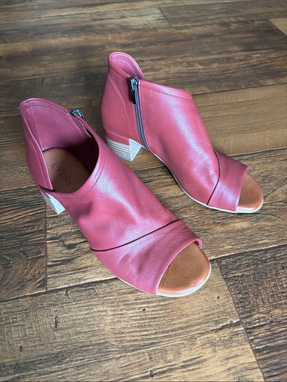 Everly Open-Toe Zip Mule Booties in Rose
